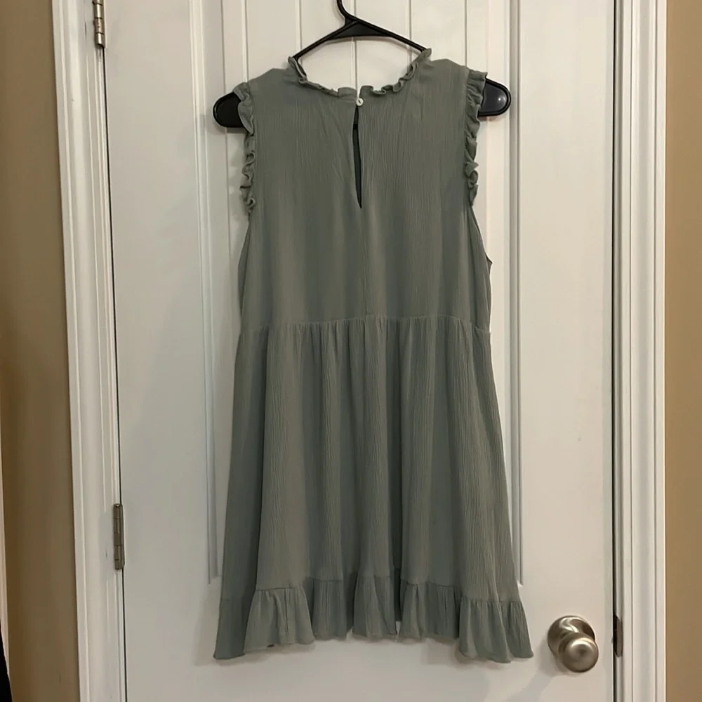 The Impeccable Pig Green Ruffled Mini Sundress - Picture 3 of 6